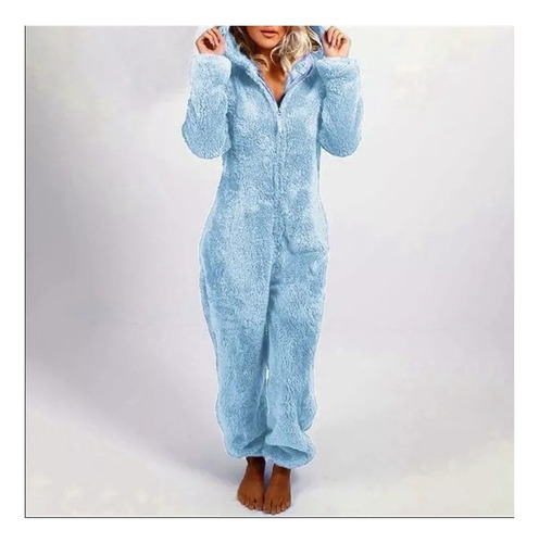 Pijama Tipo Mono Térmico De Forro Polar Para Mujer Con