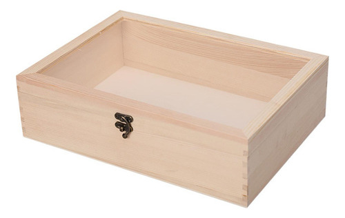 Caja De Almacenamiento De Madera Con Tapa Acrílica Transpare
