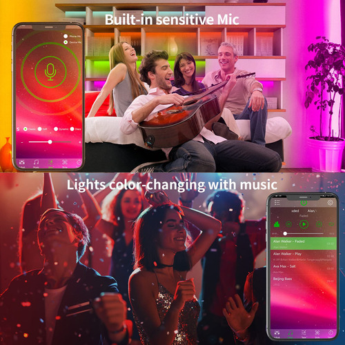 Tira De Luces Led Ksipze 100 Pies Rgb Bluetooth Control Remo Color De La Luz