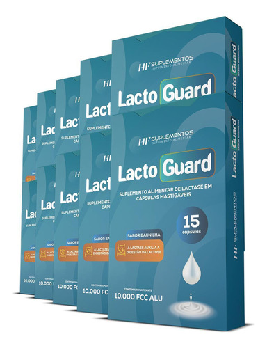 Kit 10x Lacto Guard 15 Caps Mastigável Sabor Baunilha Hf