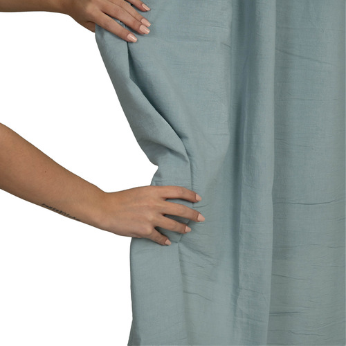 Tela Tusor Liviano Ancho 2.20mts 100% Algodón Lavado X Mt Aqua Liso