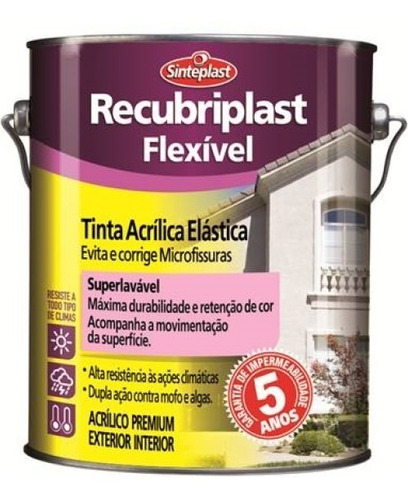 Imagem 1 de 2 de Tinta Acrílica Elástica Recubriplast Flexível 18 Lt