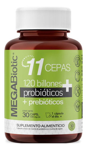 Suplemento Megabiotic Probióticos 120billones 11cepas 30caps Sabor Sin sabor