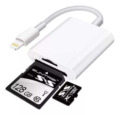 Lector de tarjetas SD para iPhoneiPad 4 en 1 lector de tarjetas SDMicro SD  adaptador de lector de tarjetas de memoria con ranura para tarjetas dual y