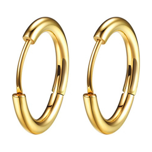 Argollas Clásicas Tubular Unisex Joya Acero Dorado - 23 Mm