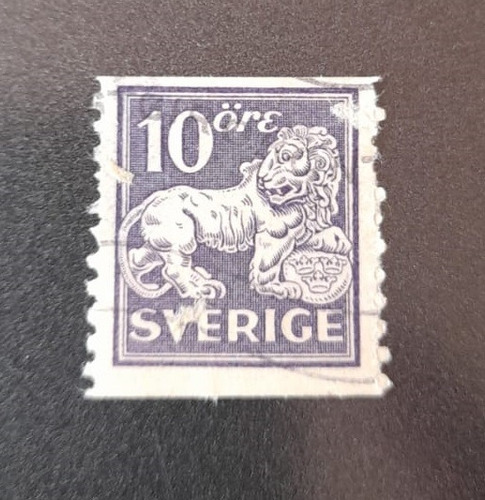 Sello Postal - Suecia - 1925 Leon 10 Ore