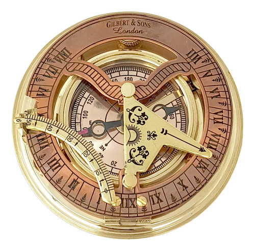 Brújula De Sol De Latón Antiguo Brass Nautical Modelo Reloj