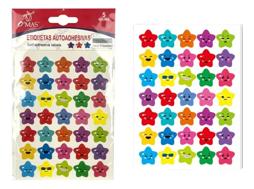 175 Stickers Smile Carita Feliz 15mm Motivacionales Estrella