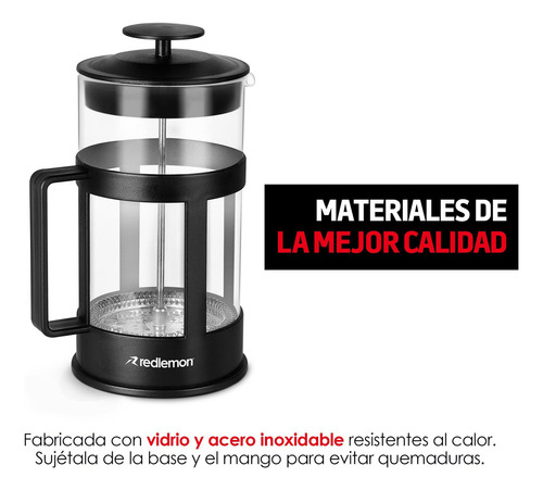 * Prensa Francesa De Vidrio For Café Y Té 1 Litro Redlemon