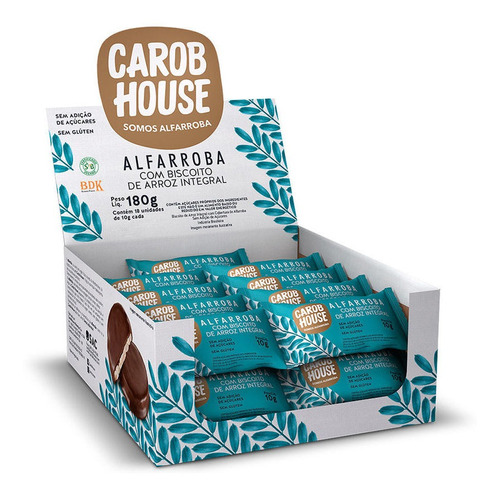 Alfarroba Com Biscoito Integral Carob House Contendo 18 Unid