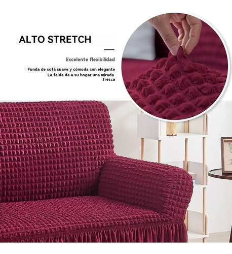 Cubre Sala Con Falda De Olan Fundas Protector Stretch 2 Set Rojo Lisa