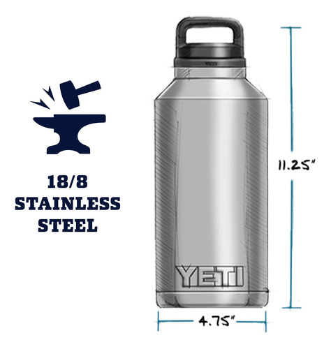 Botella Yeti Rambler De 64 Oz, Aislada Al Vacío, Acero Inoxi
