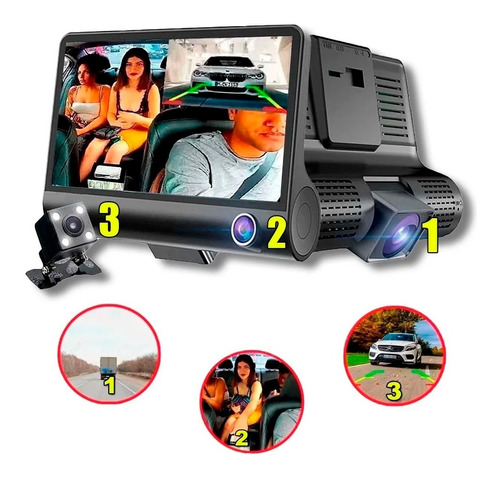 Pantalla Con 3 Camaras Grabadoras Y Camara De Reversa