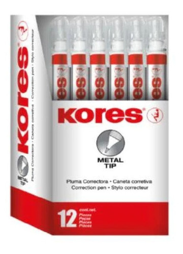 12pzas Pluma Correctora Kores 833013 Metal Tip 8mm /vc