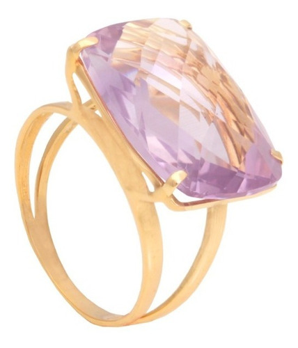 Imagem 1 de 3 de Anel Baguete Ametista, Ouro 18k750.