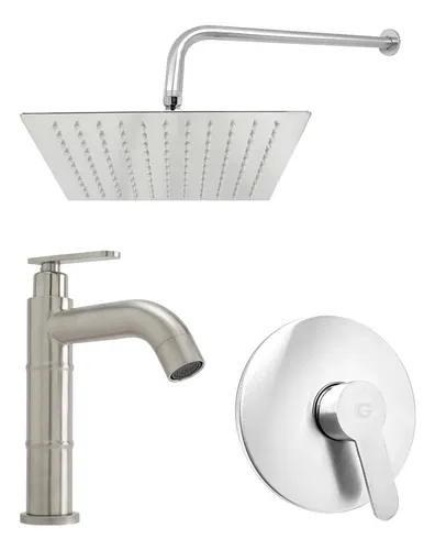 Kit Ducha Cuadrada Sat n 15cm grifer a Agua Fr a monocontrol