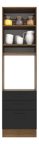 Torre Quente Madesa Agata 60 Cm 1 Porta 3 Gavetas Rustic/pre Cor Rustic/Preto