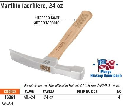 Martillo Ladrillero 24 Oz Truper 16861