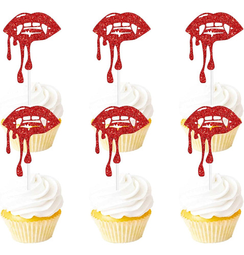 18 Piezas Red Glitter Halloween Tenga Un Postre De Postre To