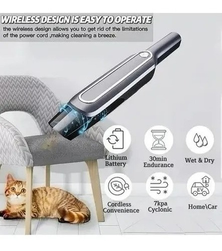 Imagen 5 de 5 de Aspiradora Mini / Recargable Potente Para Auto Y Hogar 120 W