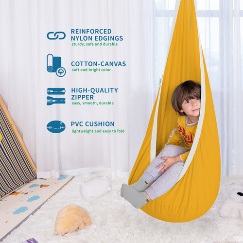 Asiento De Columpio Para Niños Hamaca De Algodón Amarillo Y