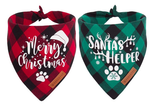 Pañuelos Navidad Para Perros Bufanda Navidad Cuadros Rojos Y