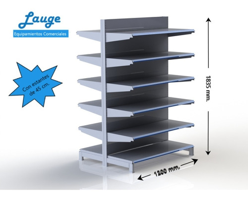 Gondola Central Estanteria  Metalica Para Supermercados
