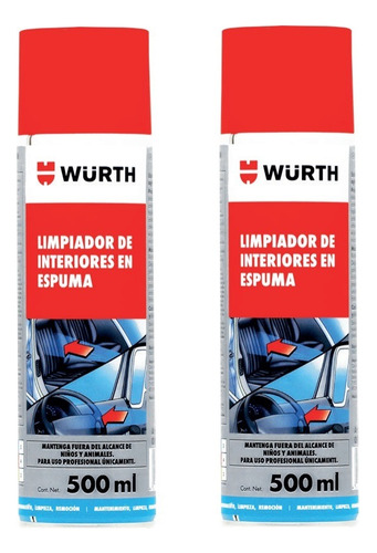 Espuma Limpiadora Interiores De Auto Wurth® 500ml 2 Piezas