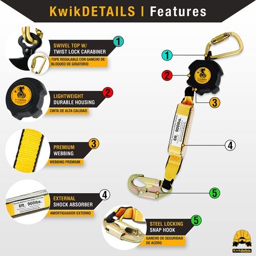 Kwiksafety Cobra Web Línea De Vida Auto Retráctil 1,83 M Mmg
