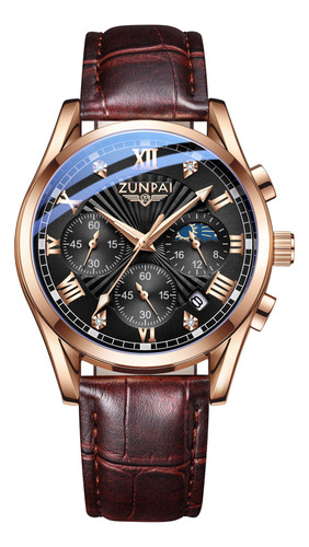 Reloj Zunpai Casual Con Correa De Cuero Impermeable P/hombre