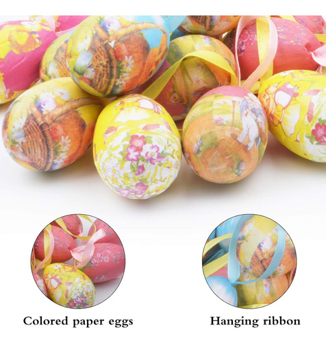 12pcs Huevos Colgantes De Pascua Plásticos Bolas Decorativas