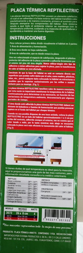 Imagen 2 de 2 de Placa Térmica Para Terrario Reptiles 8x14cm 4 Watts 3571