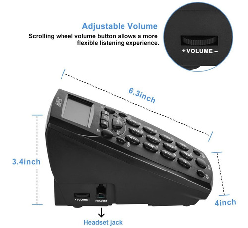 Imagen 4 de 9 de Agptek Teléfono Call Center Teclad Pantalla Headset Cintillo