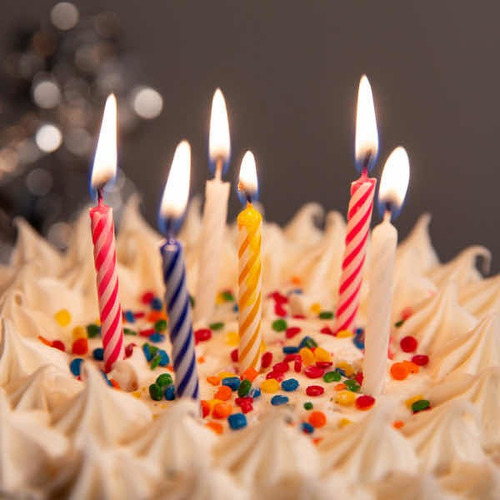 Imagen 3 de 3 de 24 Velas De Cumpleaños Rayas Colores