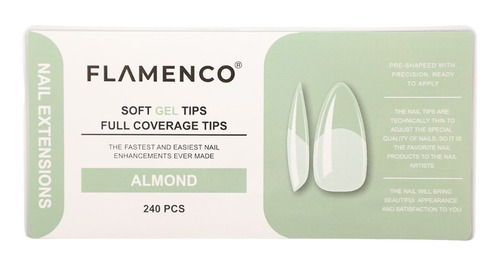 Tips Soft Gel Almond - Almendra  Flamenco 240 Pcs