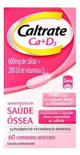 Caltrate Ca+d3 600mg+200ui 60 Comprimidos Revestidos
