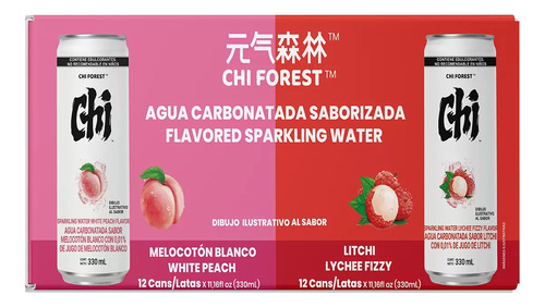 Chi Forest Agua Carbonatada Saborizada 24 Pzs De 330 Ml