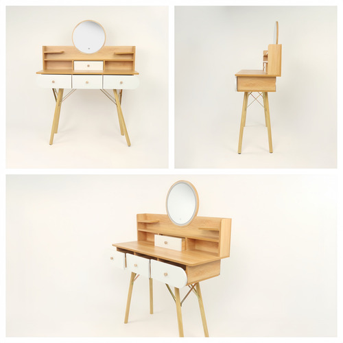 Penteadeira Ideal Mesa Para Salão De Maquiagem Yesop Com E Luz Led Ajustável Y 4 Gavetas