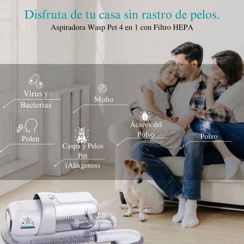 Aspiradora Wasp Pet 4 En 1, Para Pelos De Mascotas
