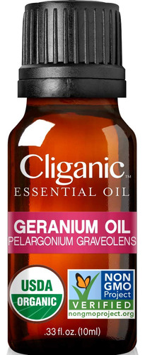 Cliganic Aceite Esencial De Geranio Orgánico, 100% Puro Y .