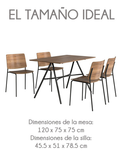 Juego De Comedor Estilo Contemporáneo Mesa Y 4 Sillas Color Café Diseño de la tela de las sillas Madera