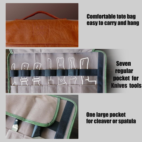 Estuche Porta Cuchillos De Tipo Piel Chef Bolsa Enrrollable