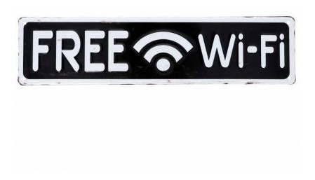 Placa De Metal Free Home Free Wi-fi 40 Cm X 10 Cm Pl Tk857