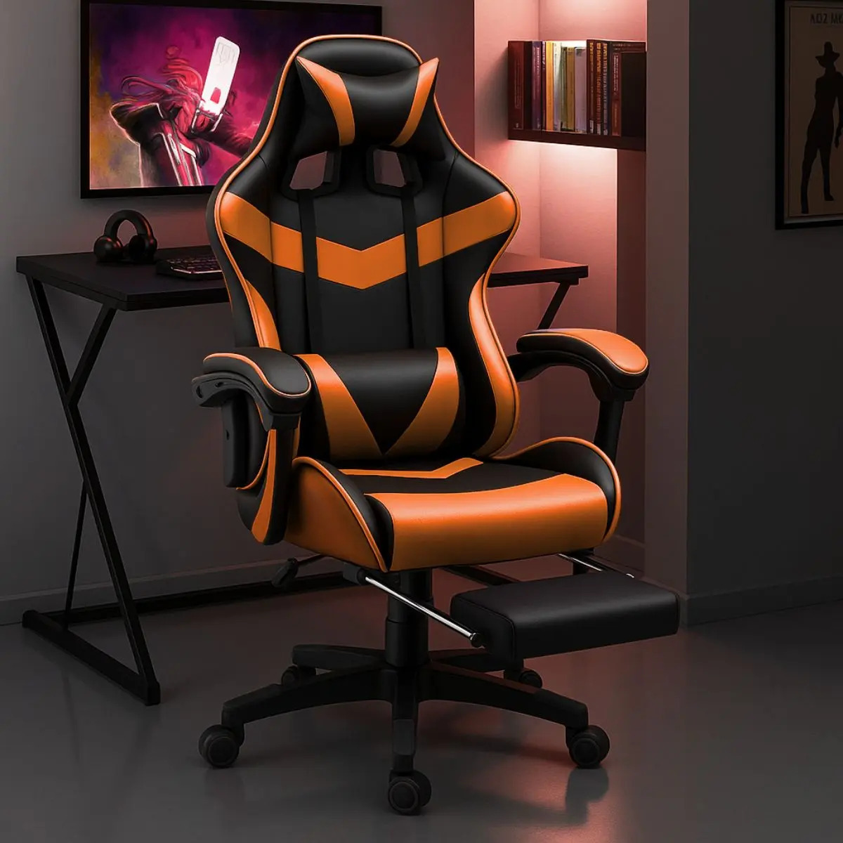 Cadeira De Escritório Gamer Nitro Ergonômica Estofado Couro Sintético Reclinável Altura Ajustável... 10