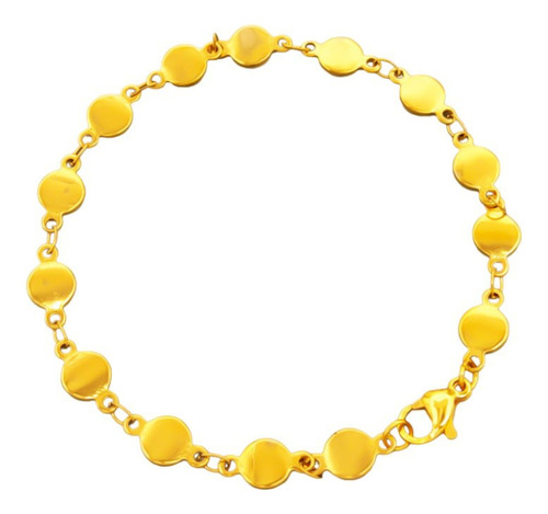 Dorado Pulsera Moneditas  19cm Acero Quirurgico C:4216