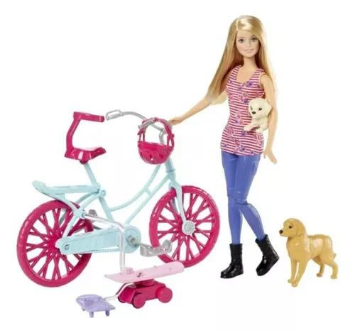 Boneca Barbie Ciclista Com Bicicleta Hby28 - Mattel