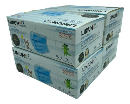 Caja De Cubrebocas Azul Infantil Tricapa 2000 Pzs