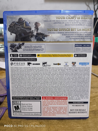 Medios Físicos De Warhammer 40,000: Space Marine 2 Ps5 (Usado)