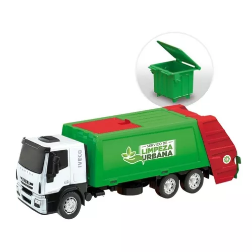 Caminhao Brinquedo Bombeiro Sai Agua + Caminhão Coletor Lixo - R$ 134,8