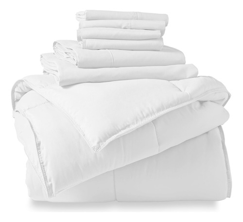 Juego De Cama Bare Home Bed-in-a-bag De 7 -blanco/blanco